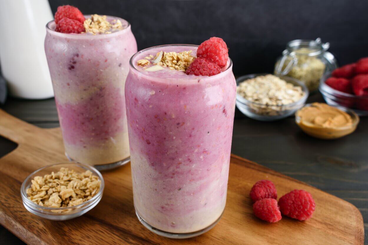 Banane Himbeere Smoothies