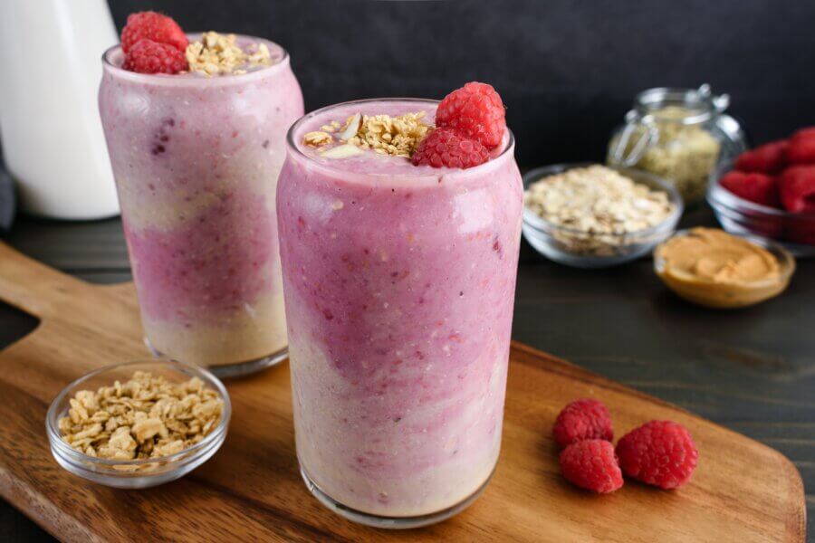 Banane Himbeere Smoothies